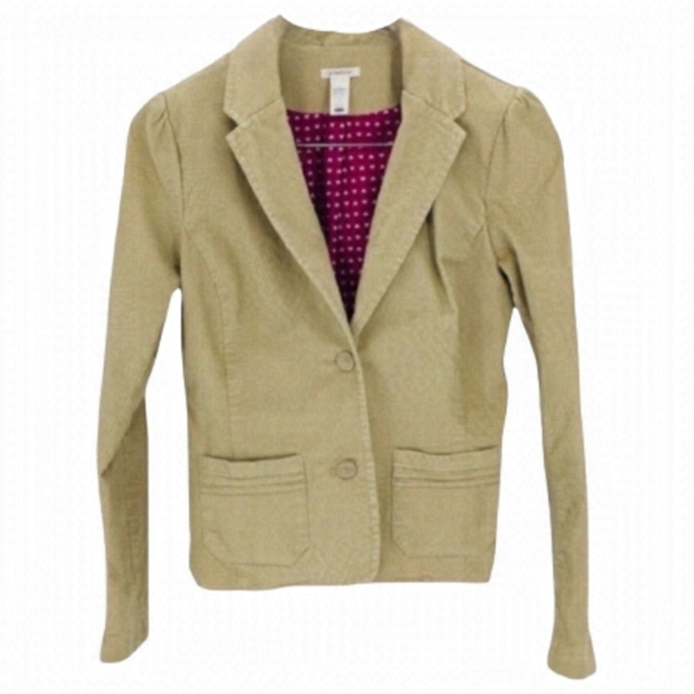4/$45 Vintage Old Navy Tan Beige Fitted Corduroy Blazer Jacket Size Small